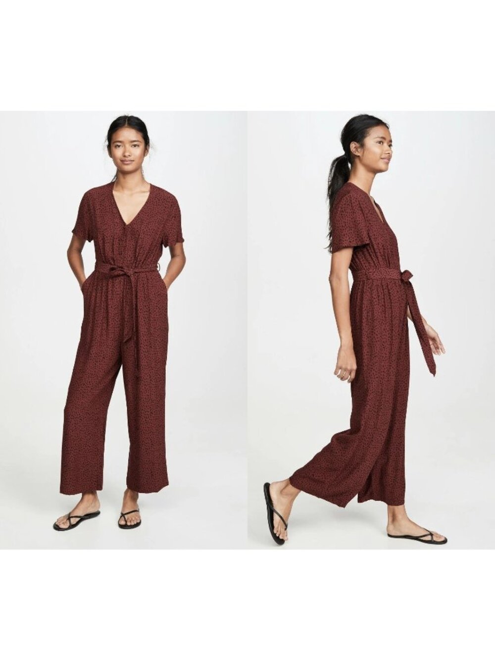 Rails Jet Jumpsuit Cropped Wide Leg Culotte Boho Casual Luxe V Neck Small